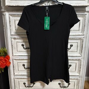 Romper SHEIN Large EZwear black one piece SS Ribbed